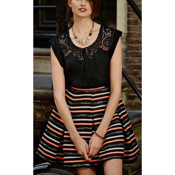 Anthropologie HD in Paris Striped Pleated Flare Skater Skirt Size 0 - Picture 9 of 9